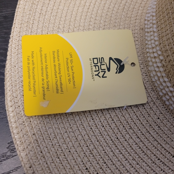 💎5/20 Sunday Afternoons Wide Brim Straw Sun Hat UPF 50+ Adjustable One Size NWT - Picture 4 of 5